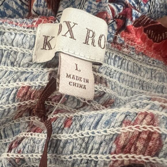 Knox Rose Smocked Maxi Dress Blue Floral Size Large NWT Coquette Bohemian - Picture 12 of 13